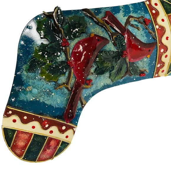 Vintage-Inspired Prima Creations Metal Christmas Stocking With Cardinal Design 1 - Picture 7 of 12